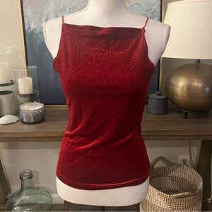 My Michelle Red Velvet Sparkle Camisole – Y2K Glam Party Top Medium M